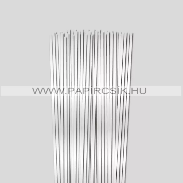Fehér METÁL, 5mm-es quilling papírcsík (100db, 49cm)