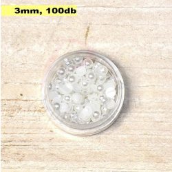 Perle semisferice din plastic, alb (3mm, 100buc.)