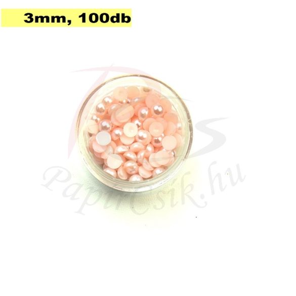 Perle semisferice din plastic, deschis roz (3mm, 100buc.)