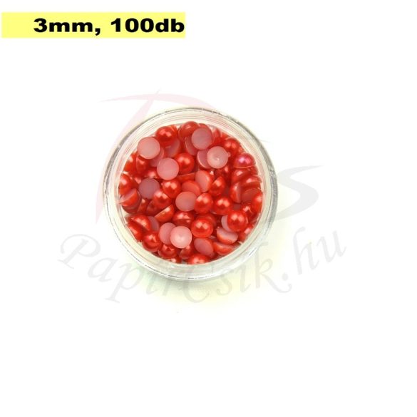 Perle semisferice din plastic, roșu (3mm, 100buc.)