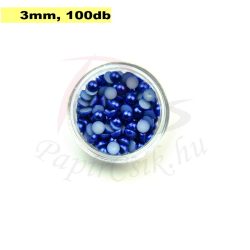 Perle semisferice din plastic, albastru medu (3mm, 100buc.)
