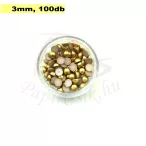 Perle semisferice din plastic, aur (3mm, 100buc.)