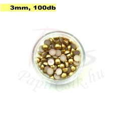 Perle semisferice din plastic, aur (3mm, 100buc.)