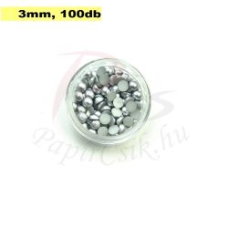 Perle semisferice din plastic, argint (3mm, 100buc.)