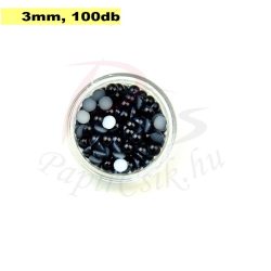Perle semisferice din plastic, negru (3mm, 100buc.)