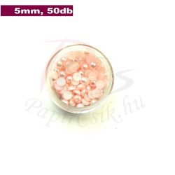 Perle semisferice din plastic, deschis roz (5mm, 50buc.)