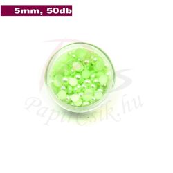 Perle semisferice din plastic, verde pal (5mm, 50buc.)