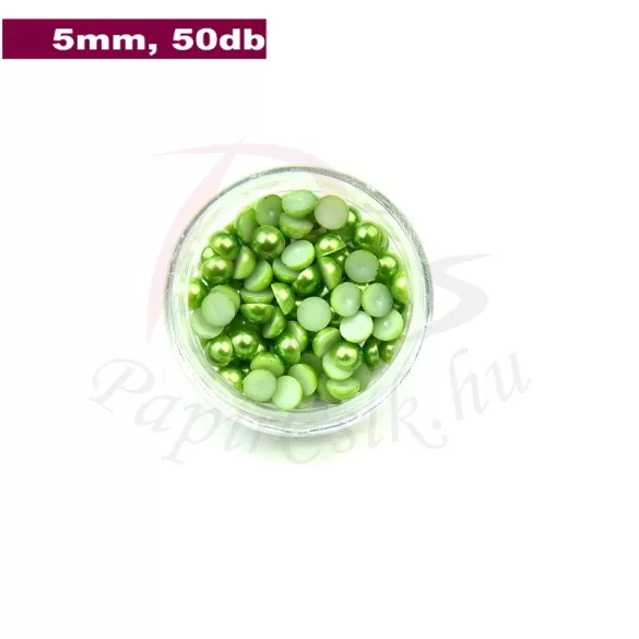 Perle semisferice din plastic, verde mușchi (5mm, 50buc.)