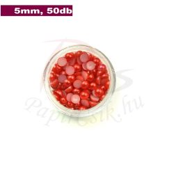 Perle semisferice din plastic, roșu (5mm, 50buc.)