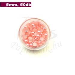 Perle semisferice din plastic, roz (5mm, 50buc.)