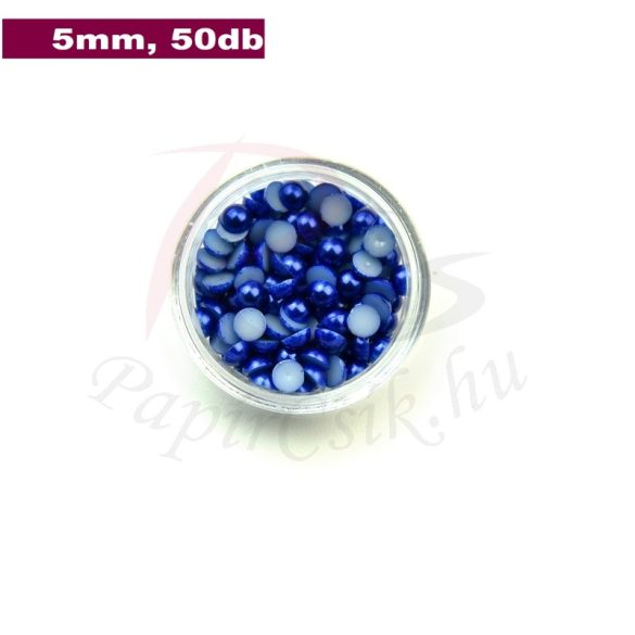 Perle semisferice din plastic, albastru medu (5mm, 50buc.)
