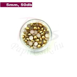 Perle semisferice din plastic, aur (5mm, 50buc.)