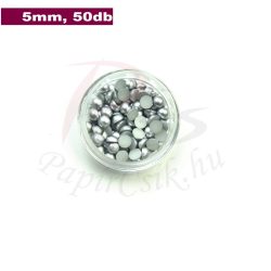Perle semisferice din plastic, argint (5mm, 50buc.)