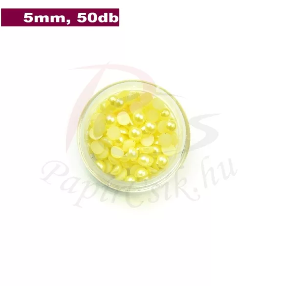 Perle semisferice din plastic, galben (5mm, 50buc.)