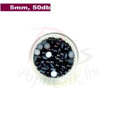 Perle semisferice din plastic, negru (5mm, 50buc.)