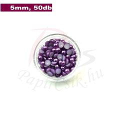 Perle semisferice din plastic, mov (5mm, 50buc.)