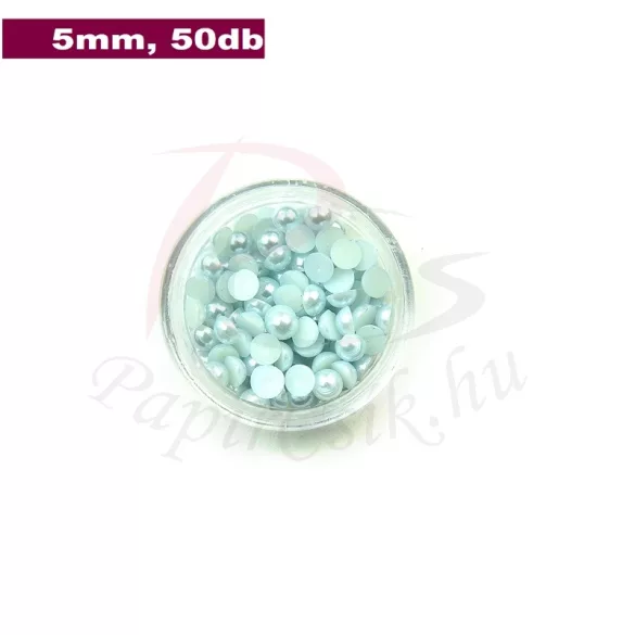 Perle semisferice din plastic, bleu pal (5mm, 50buc.)