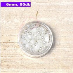 Perle semisferice din plastic, alb (6mm, 50buc.)