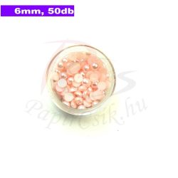Perle semisferice din plastic, deschis roz (6mm, 50buc.)