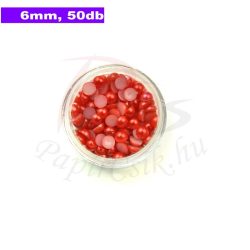 Perle semisferice din plastic, roșu (6mm, 50buc.)