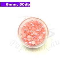 Perle semisferice din plastic, roz (6mm, 50buc.)