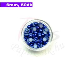Perle semisferice din plastic, albastru medu (6mm, 50buc.)
