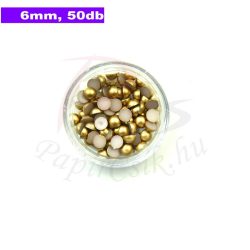 Perle semisferice din plastic, aur (6mm, 50buc.)