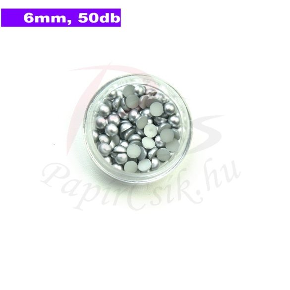 Perle semisferice din plastic, argint (6mm, 50buc.)