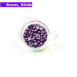 Perle semisferice din plastic, mov (6mm, 50buc.)