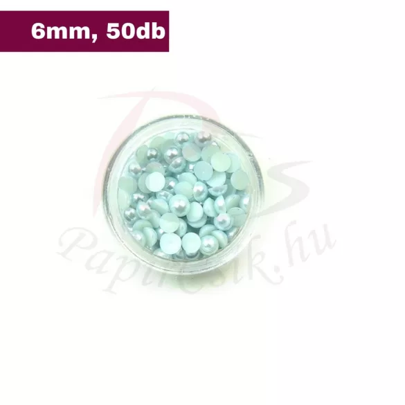Perle semisferice din plastic, bleu pal (6mm, 50buc.)