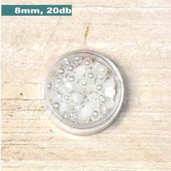 Perle semisferice din plastic, alb (8mm, 20buc.)