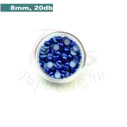 Perle semisferice din plastic, albastru medu (8mm, 20buc.)