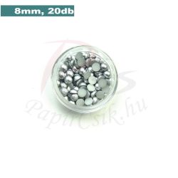 Perle semisferice din plastic, argint (8mm, 20buc.)