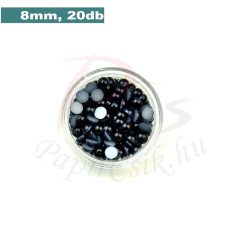 Perle semisferice din plastic, negru (8mm, 20buc.)