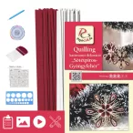   Roșu închis - Alb perlat - model pt. tehnica quilling (benzi - 200 buc., descriere și instrumente)