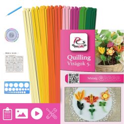   Virágok 5. - Quilling minta (180db csík 10-10-10db mintához és leírás, eszközök)