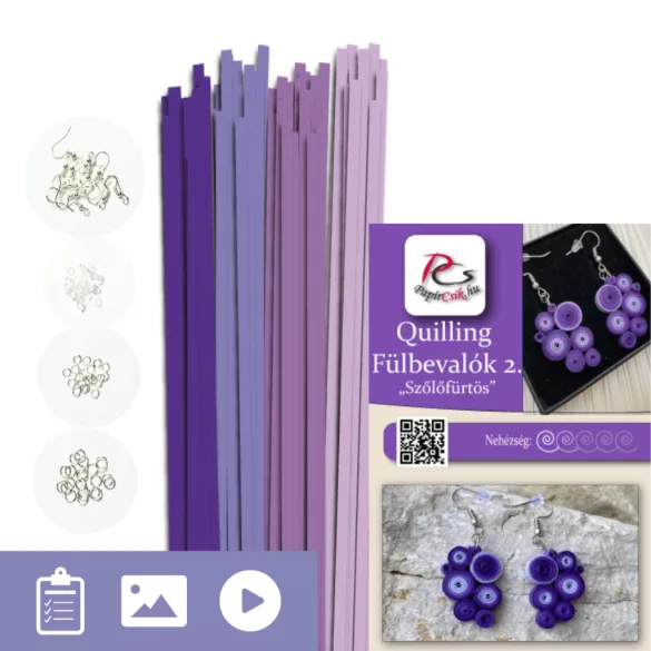 Cercei 2. - Model quilling (80 benzi de hârtie, piese pentru cercei 20 buc./10 perechi pentru model,  descriere)