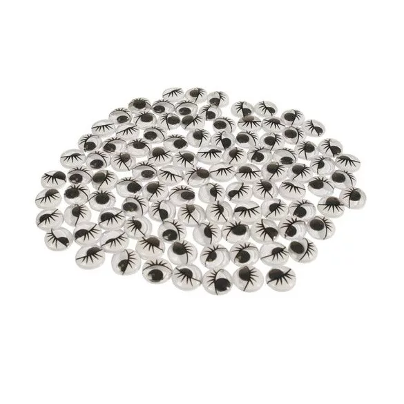 Ochi mobili, rotund, colorat, cu gene, 10 mm (10 buc.)