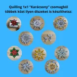Quilling 1x1 - Karácsony - TANFOLYAM és KEZDŐCSOMAG (ESZKÖZÖK NÉLKÜL, még több papírcsíkkal!!!) 11 féle mintával Angyalka, Csillag, Hópehely