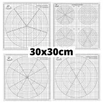   Quilling sablon papír - 30, 60, 72 és vegyes fokos beosztással (4db, 30x30cm)